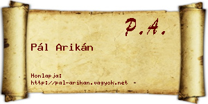 Pál Arikán névjegykártya
